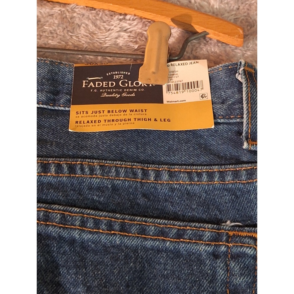 NWT Faded Glory Mens Relaxed Fit Jeans 30x30 Straight Blue Denim Classic Casual - Picture 8 of 11